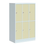 Garderoben-Schließfachschrank aus Stahl, 150 cm hoch, 122x50 cm (B/T), 6 Fächer, 